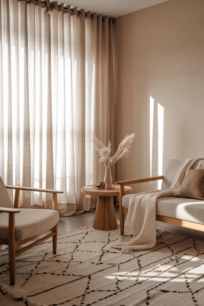 22 Minimalist Living Room Curtain Ideas