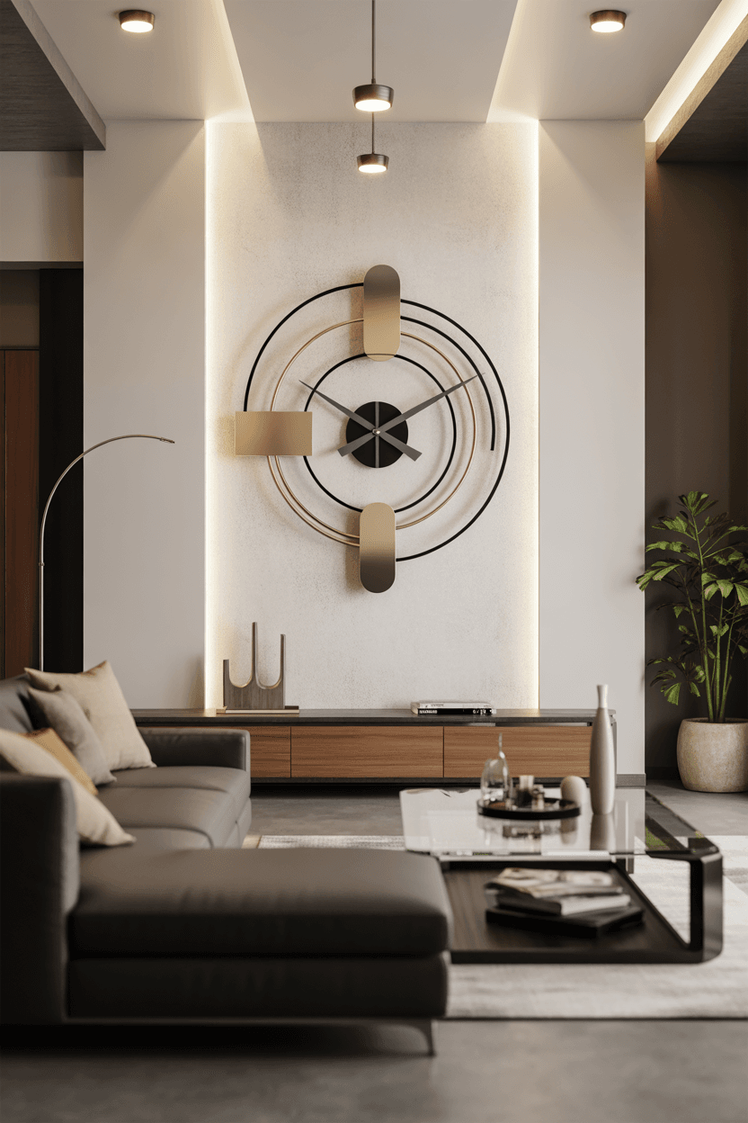 26 Stylish Wall Clock Decor Ideas for Living Rooms