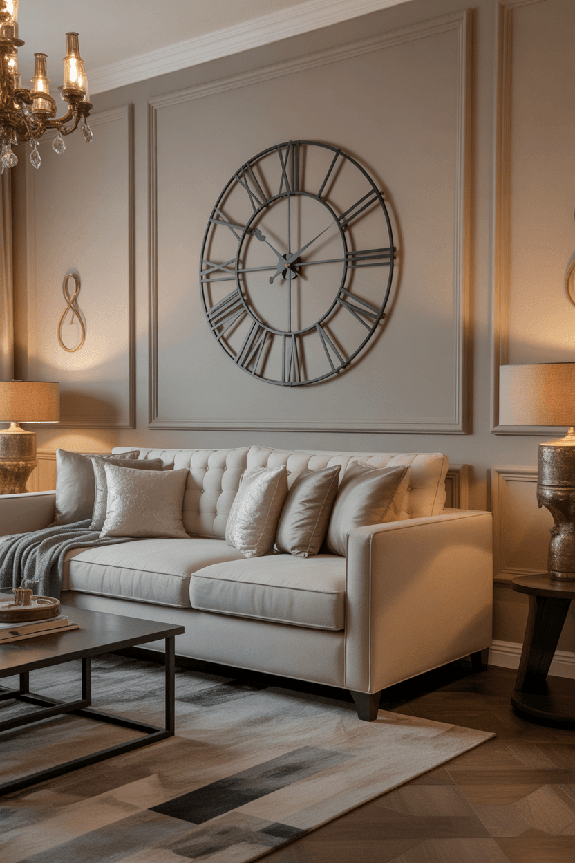 26 Stylish Wall Clock Decor Ideas for Living Rooms
