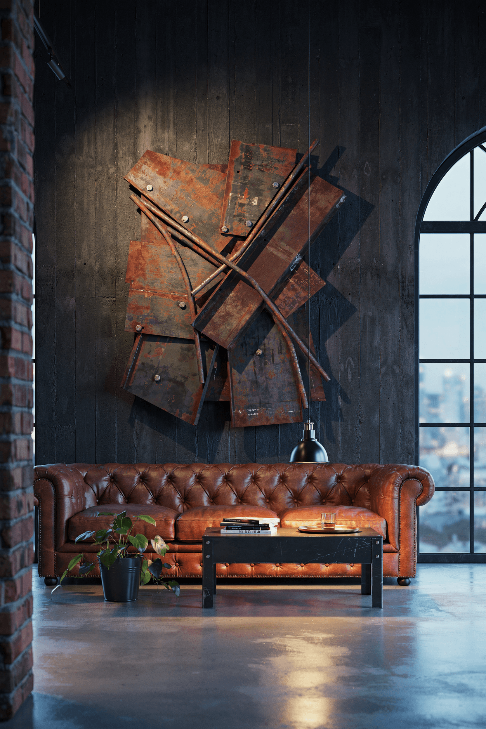 21 Moody Industrial Accent Walls in Living Room Ideas