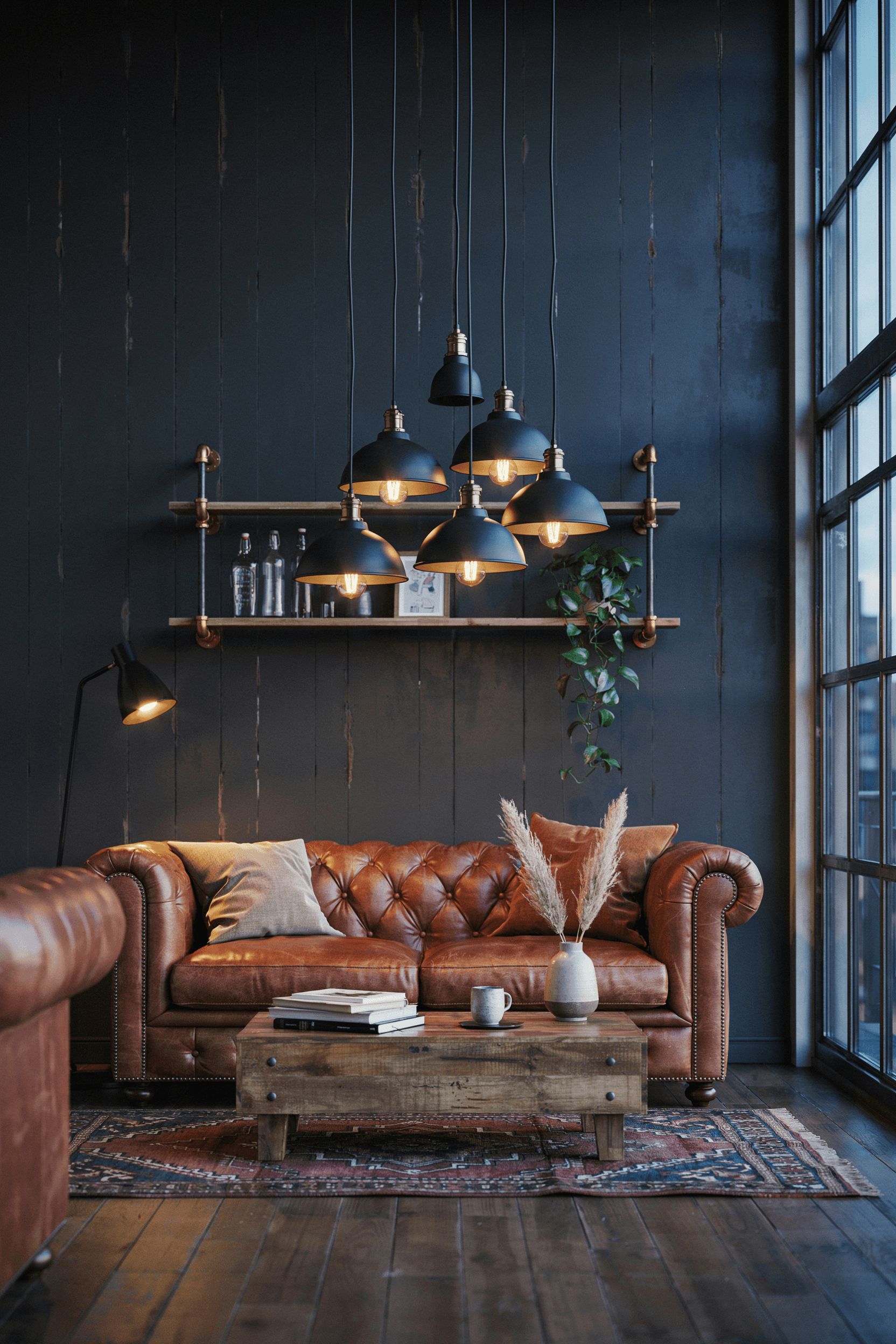 21 Moody Industrial Accent Walls in Living Room Ideas