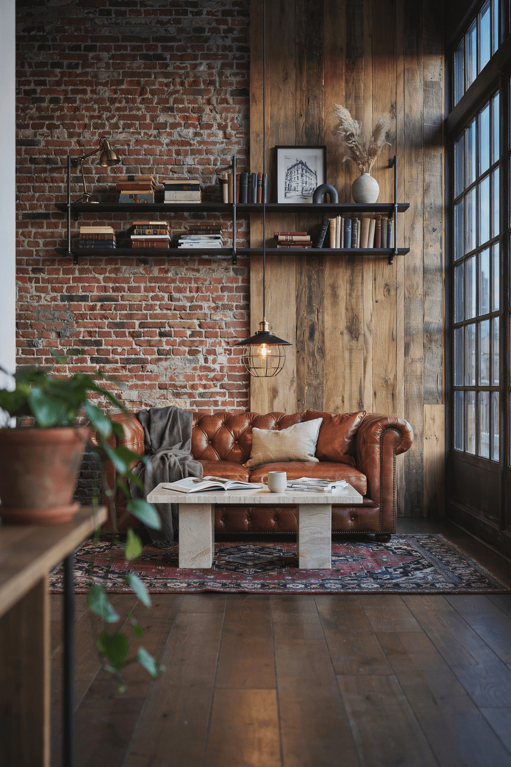 21 Moody Industrial Accent Walls in Living Room Ideas