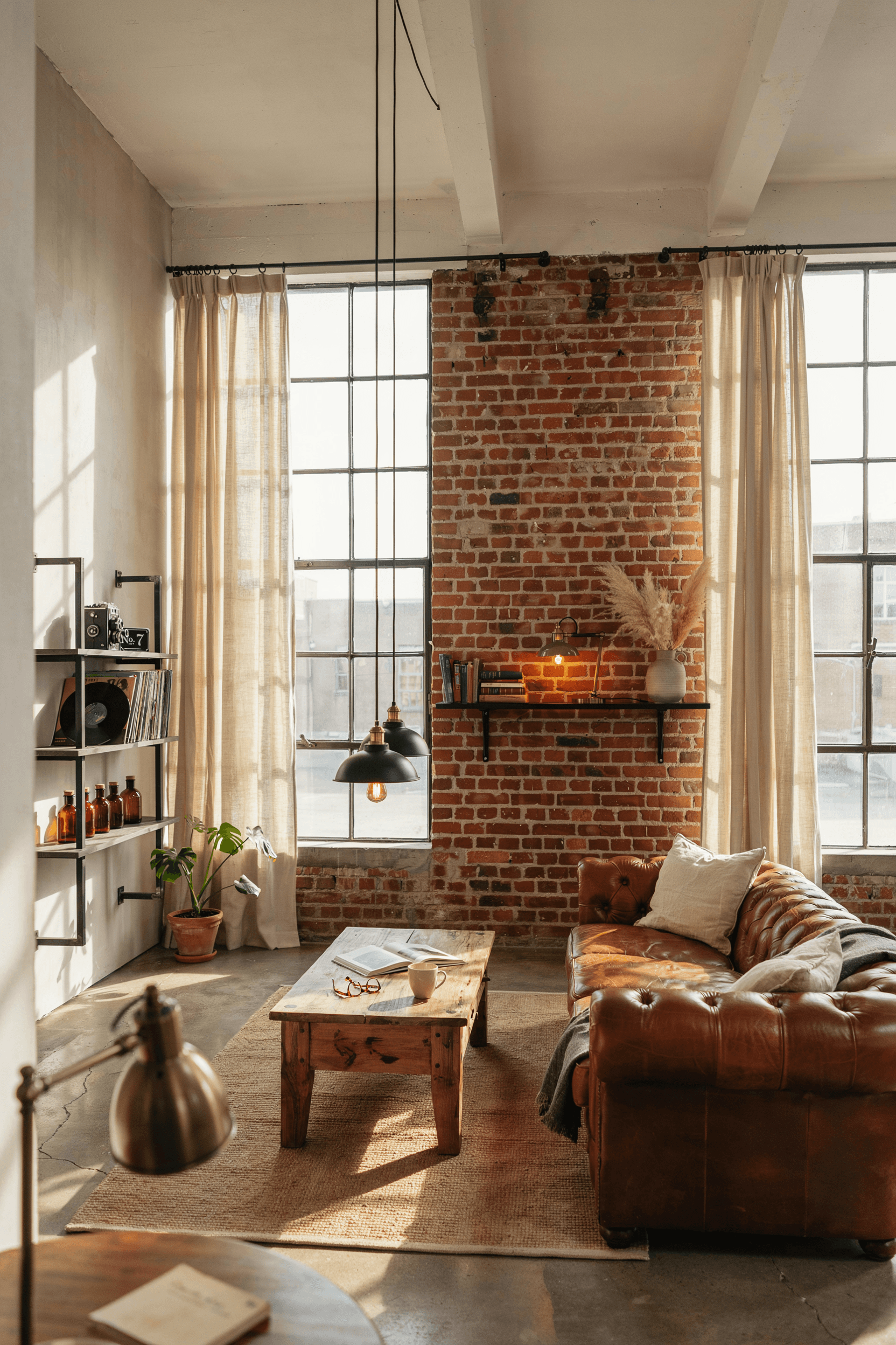 21 Moody Industrial Accent Walls in Living Room Ideas