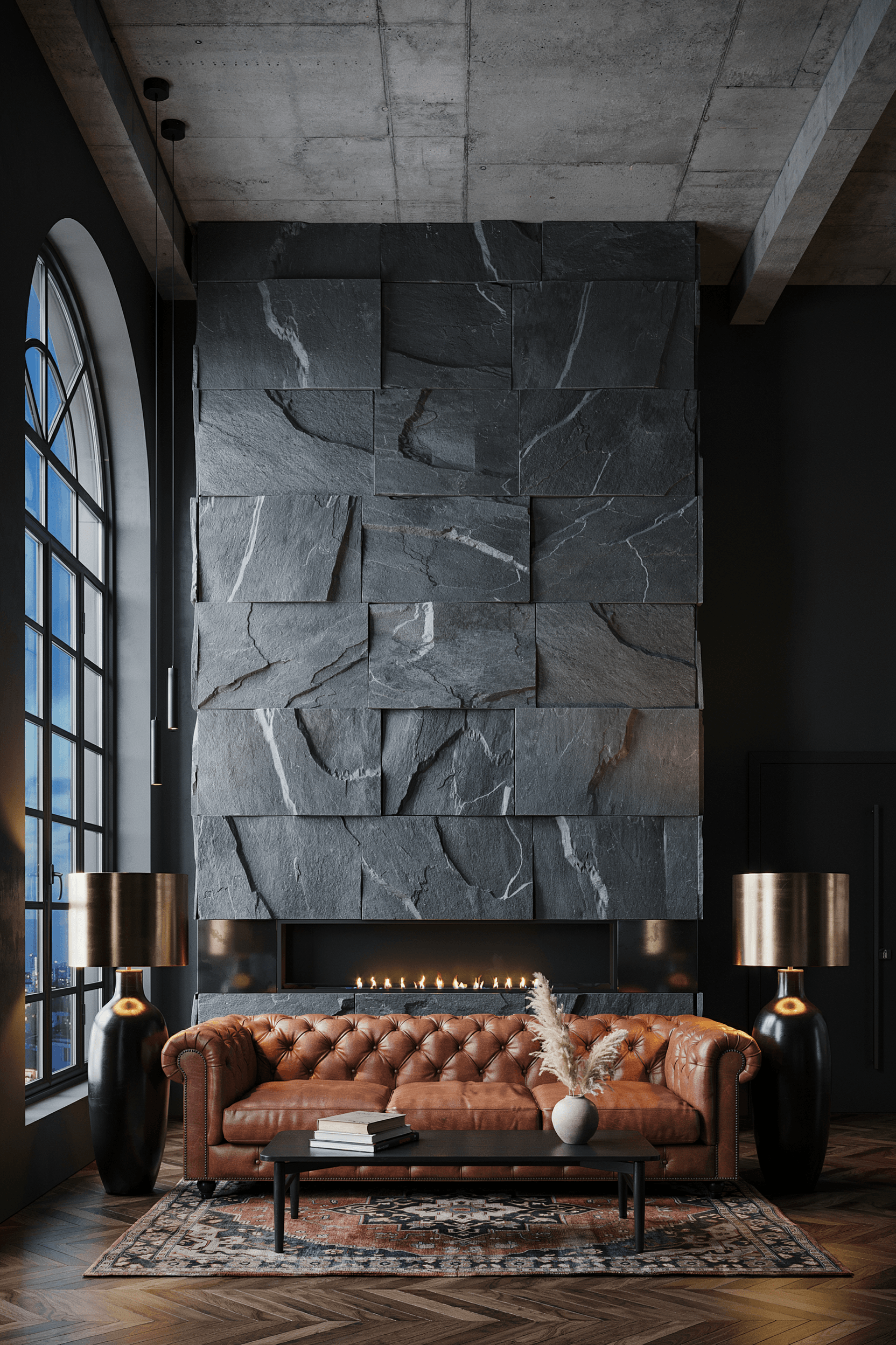 21 Moody Industrial Accent Walls in Living Room Ideas
