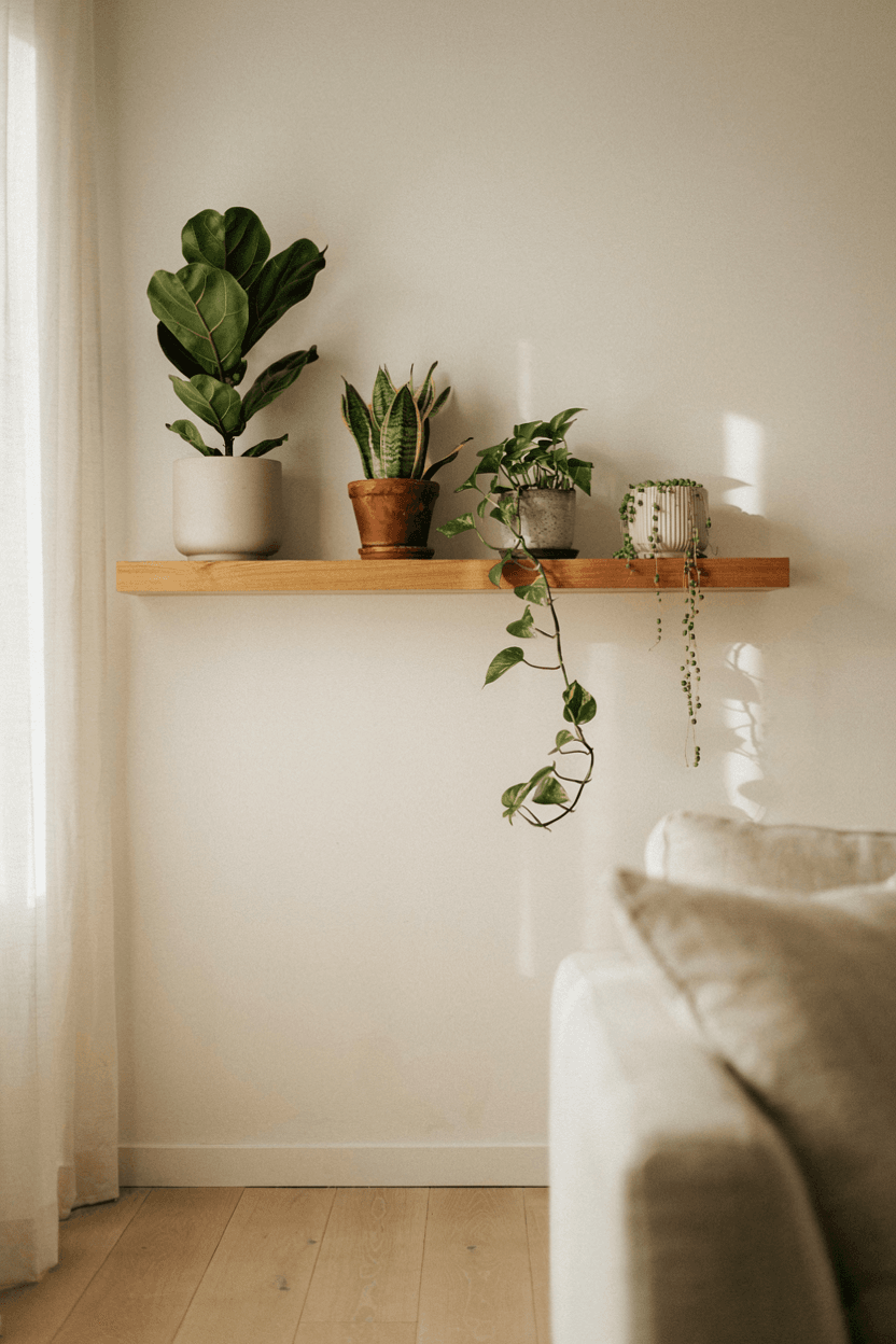 Floating Wood Plant Shelf – home decor idea