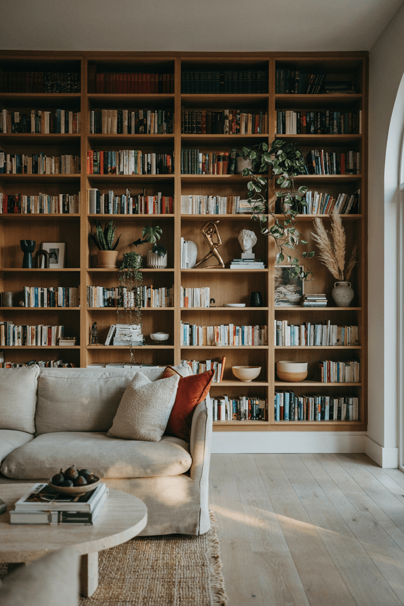 Built-In Bookcase Plant Display – home decor idea