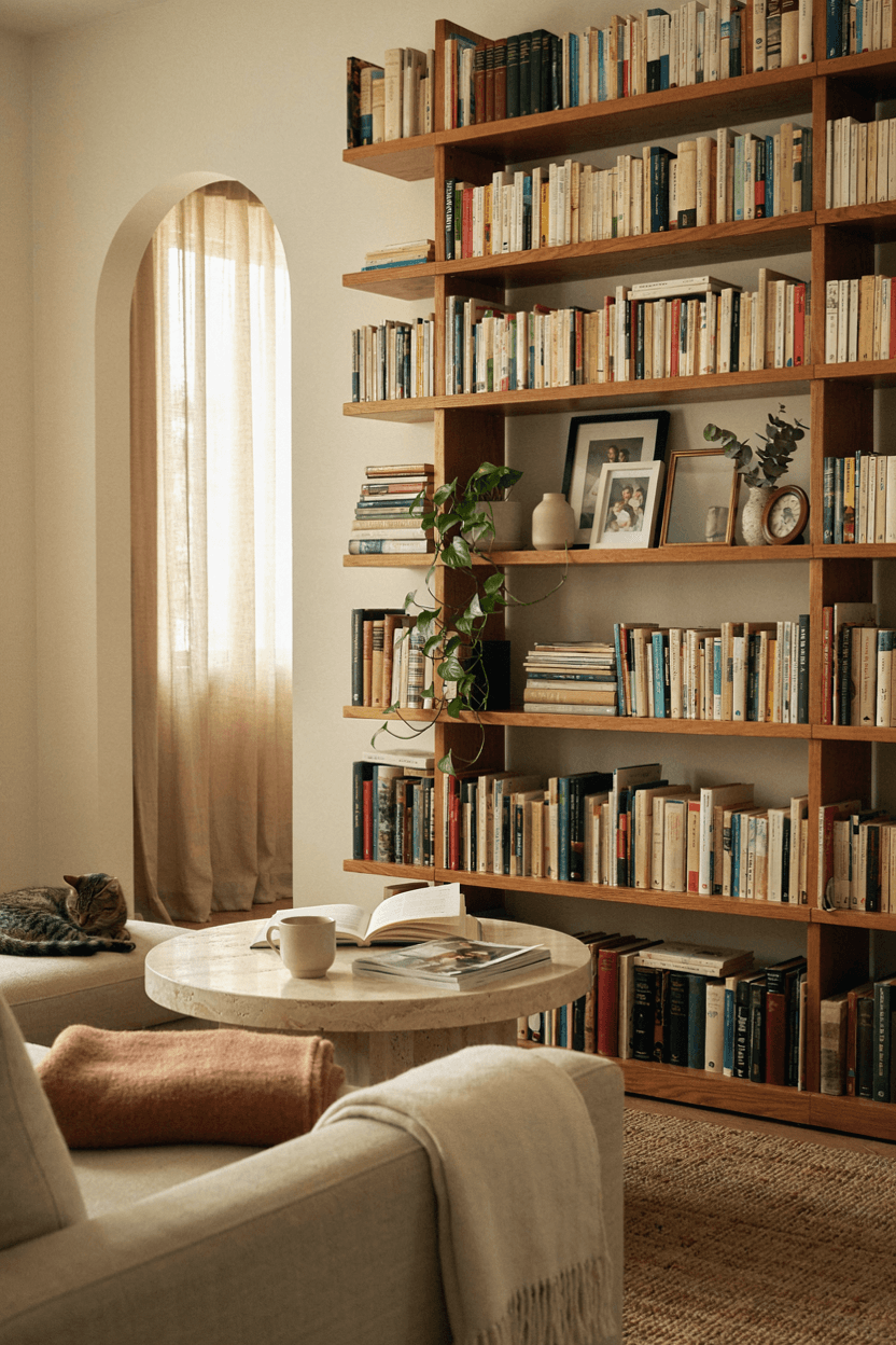 Bookshelf with Personal Photographs – home decor idea