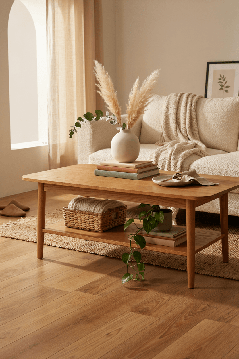 Wood Coffee Table with Shelf Below – home decor idea