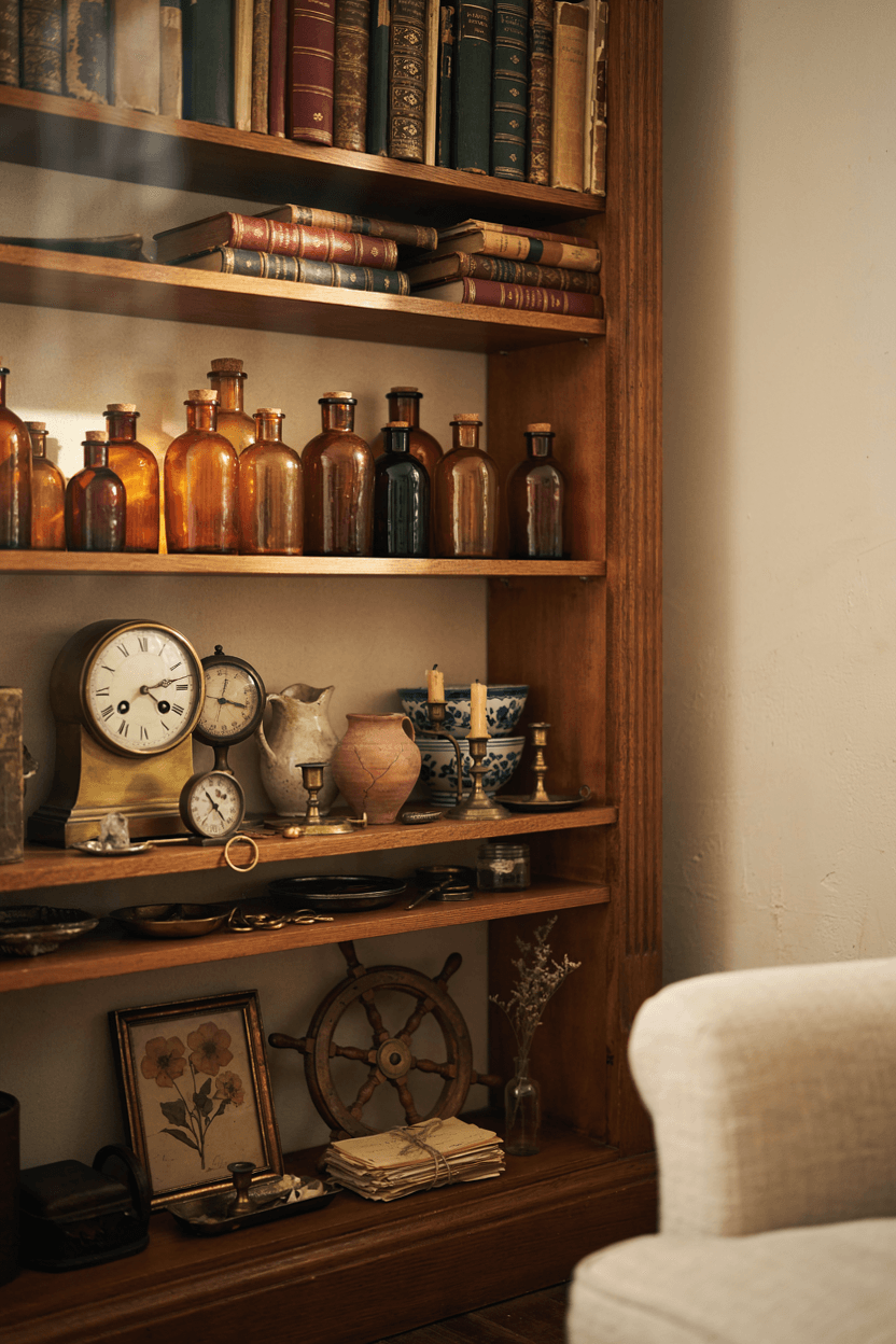 Bookshelf with Vintage Finds – home decor idea