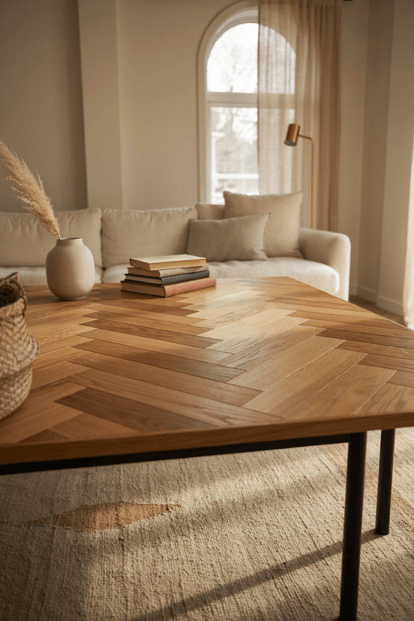 Herringbone Wood Coffee Table – home decor idea