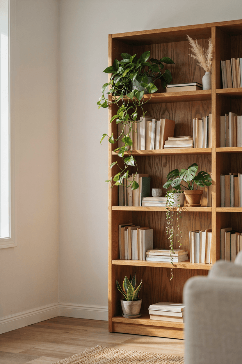 Bookshelf with Trailing Plants – home decor idea