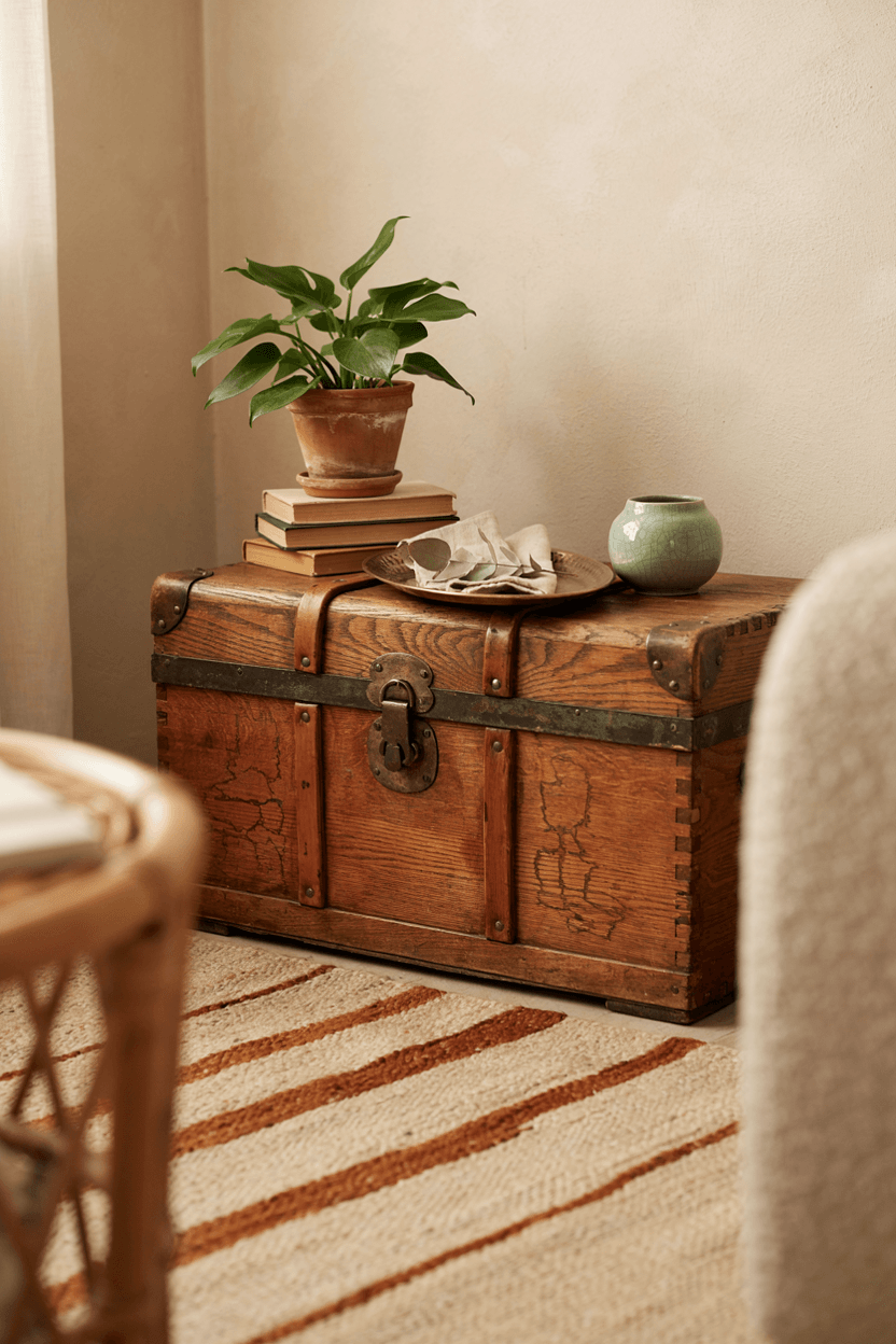 Corner Vintage Trunk or Chest – home decor idea