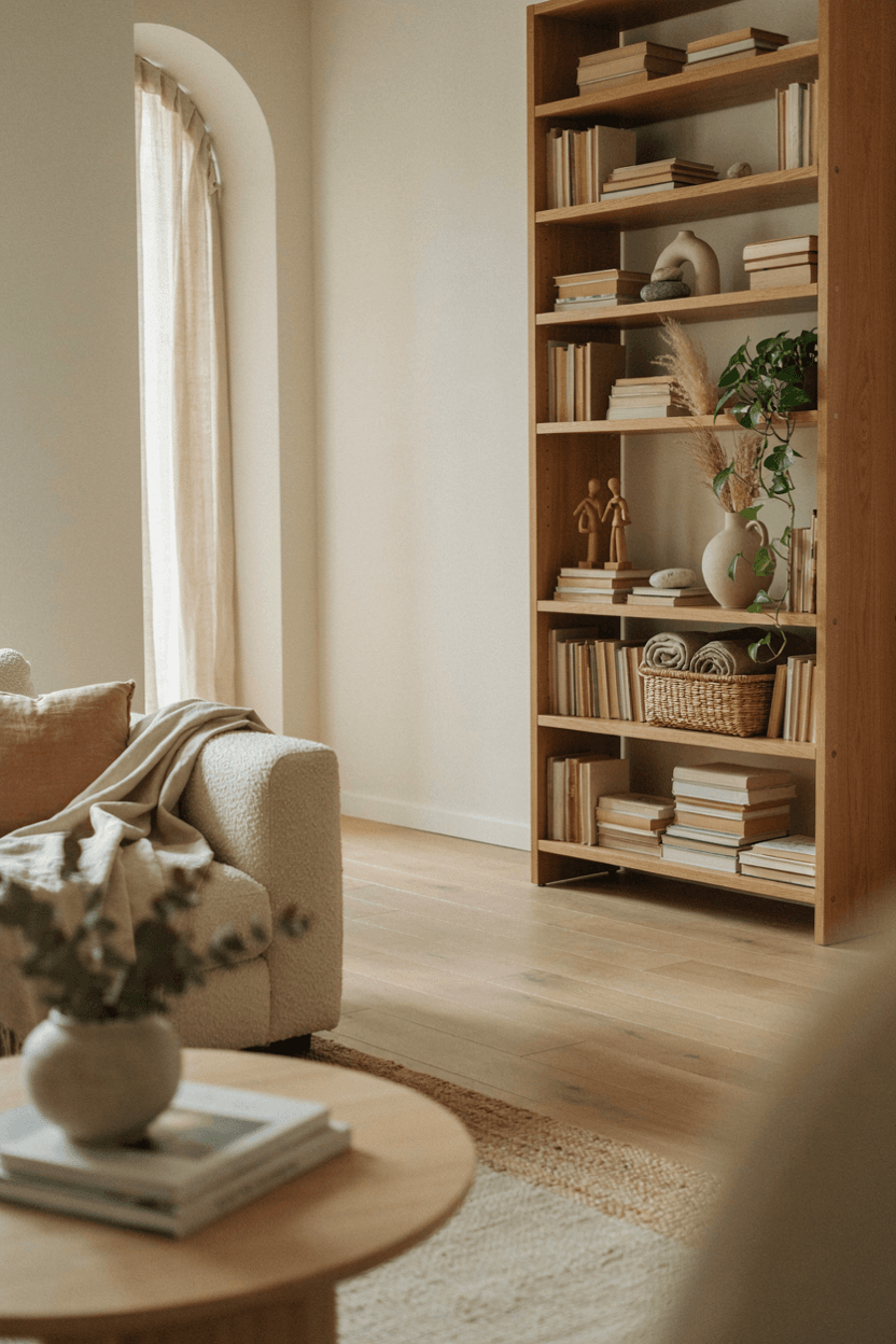 Bookshelf with Natural Materials – home decor idea