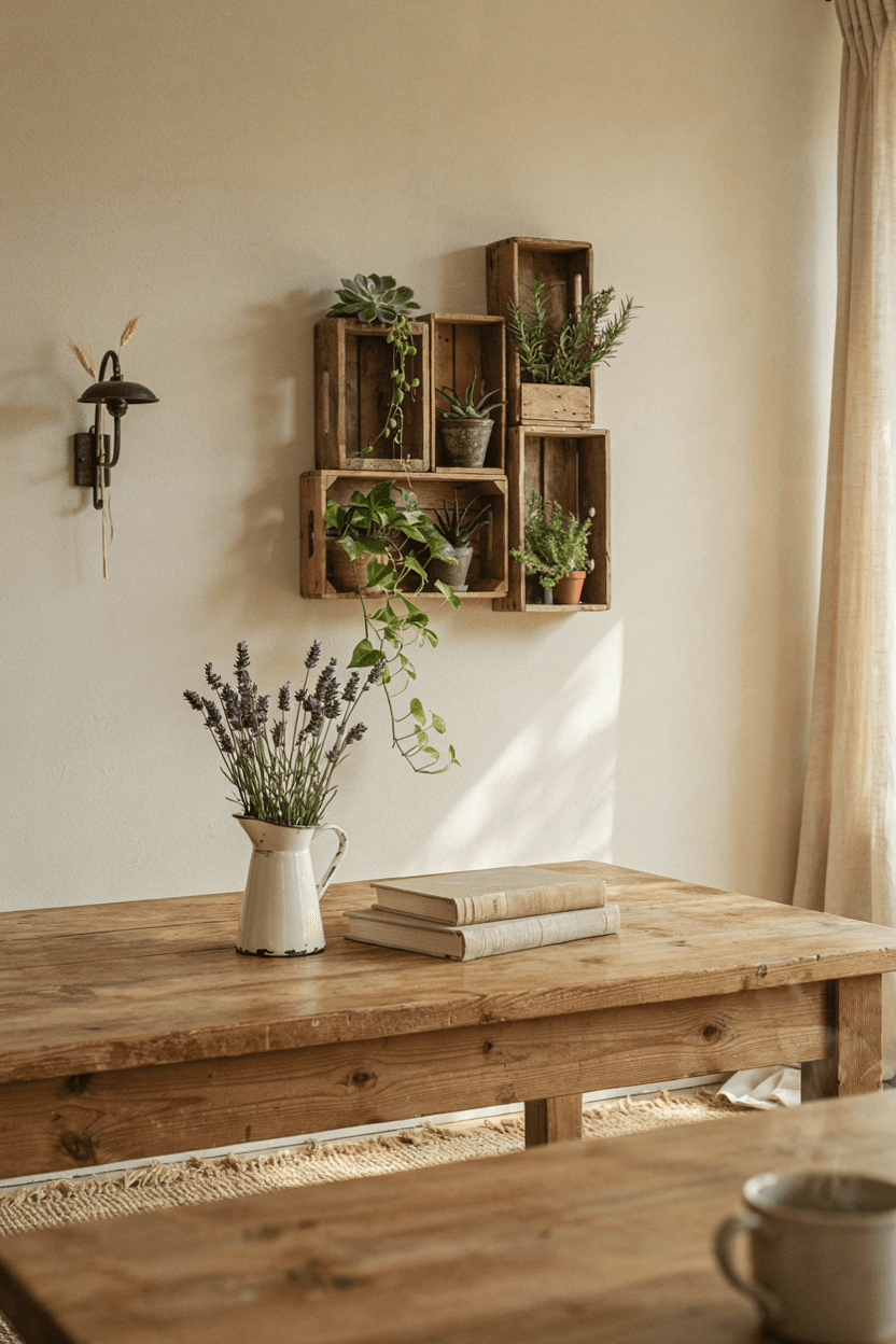Vintage Crate Plant Wall Shelf – home decor idea