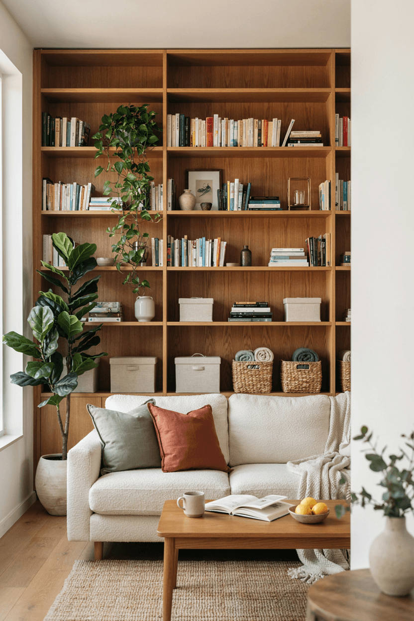 Bookshelf with Hidden Storage – home decor idea