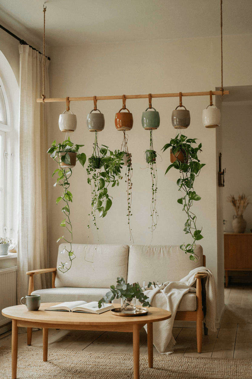 Hanging Plant on Wooden Dowel – home decor idea