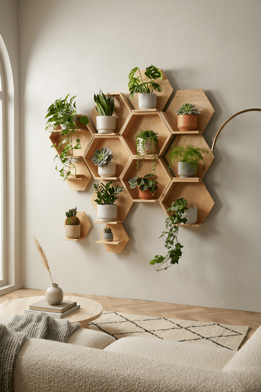 Hexagon Wall Shelf for Plants – home decor idea