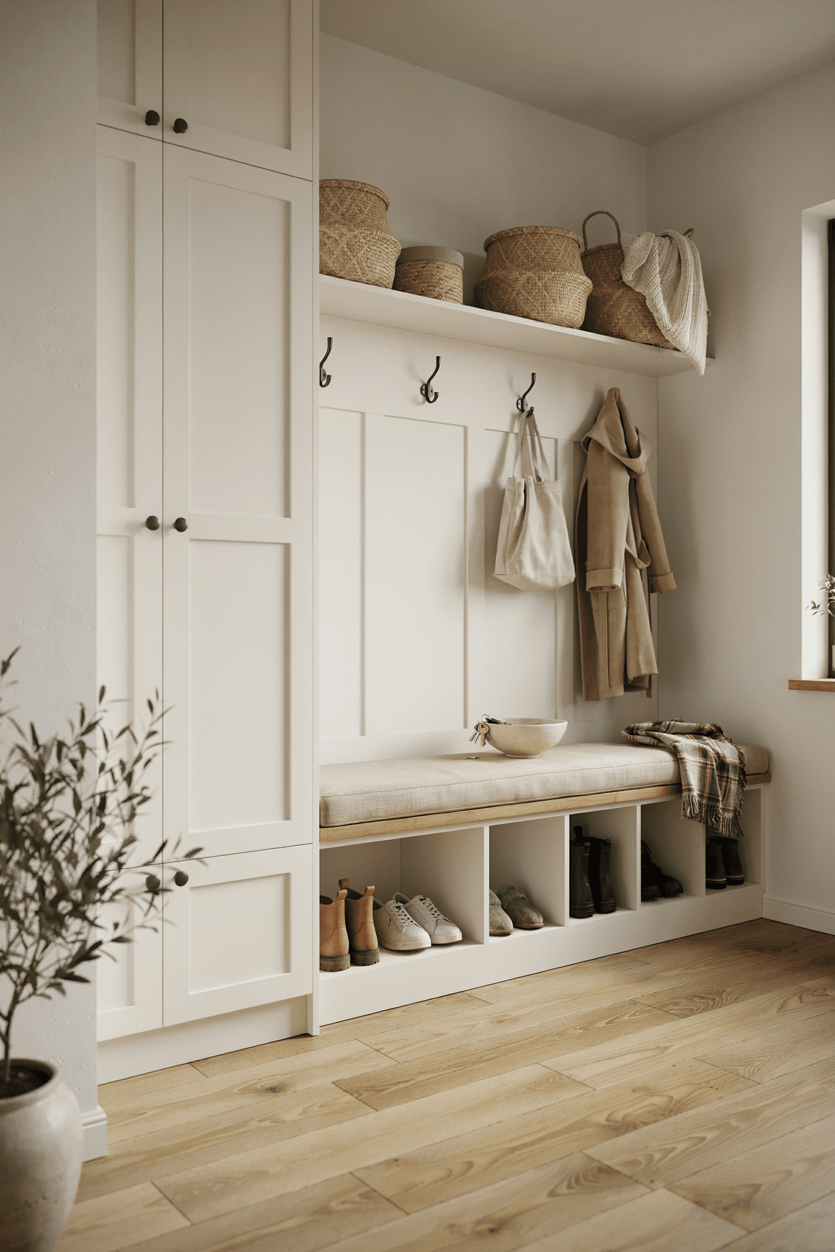 Built-In Mudroom Bench with Cubbies – home decor idea