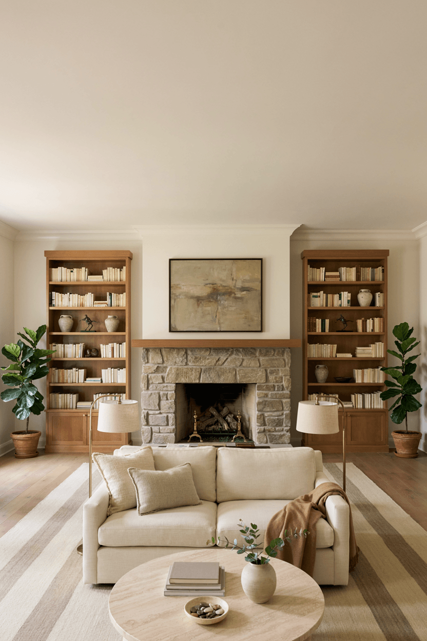 Symmetrical Bookshelf Styling – home decor idea