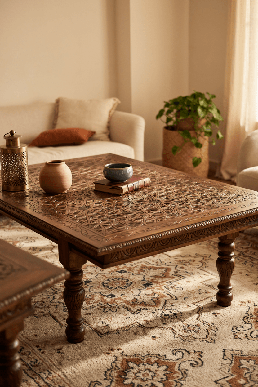 Carved Wood Coffee Table – home decor idea