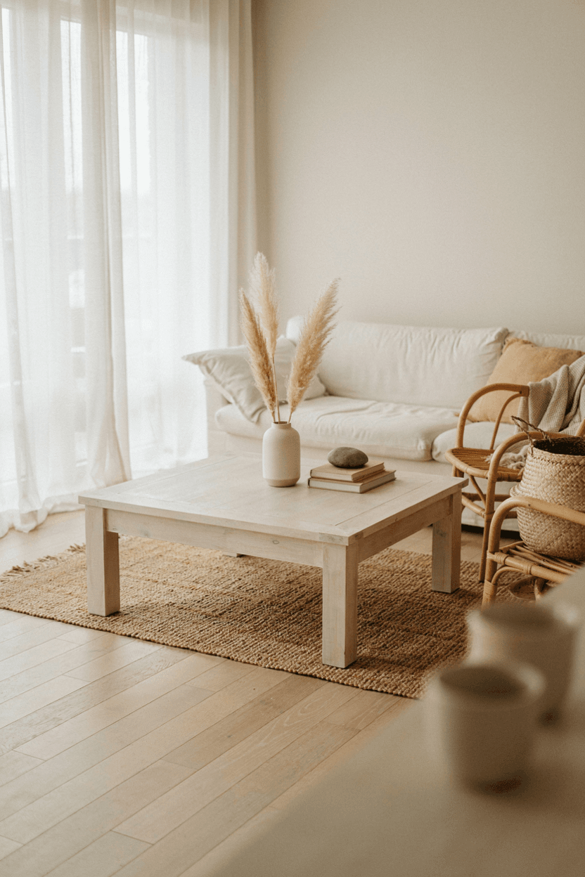 Bleached or Whitewashed Wood Coffee Table – home decor idea