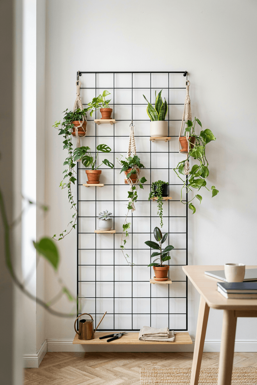 Grid Panel Plant Wall Shelf – home decor idea