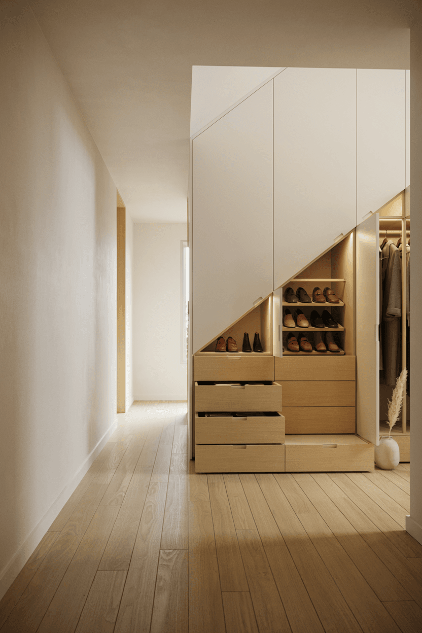 Under-Stair Hallway Storage – home decor idea