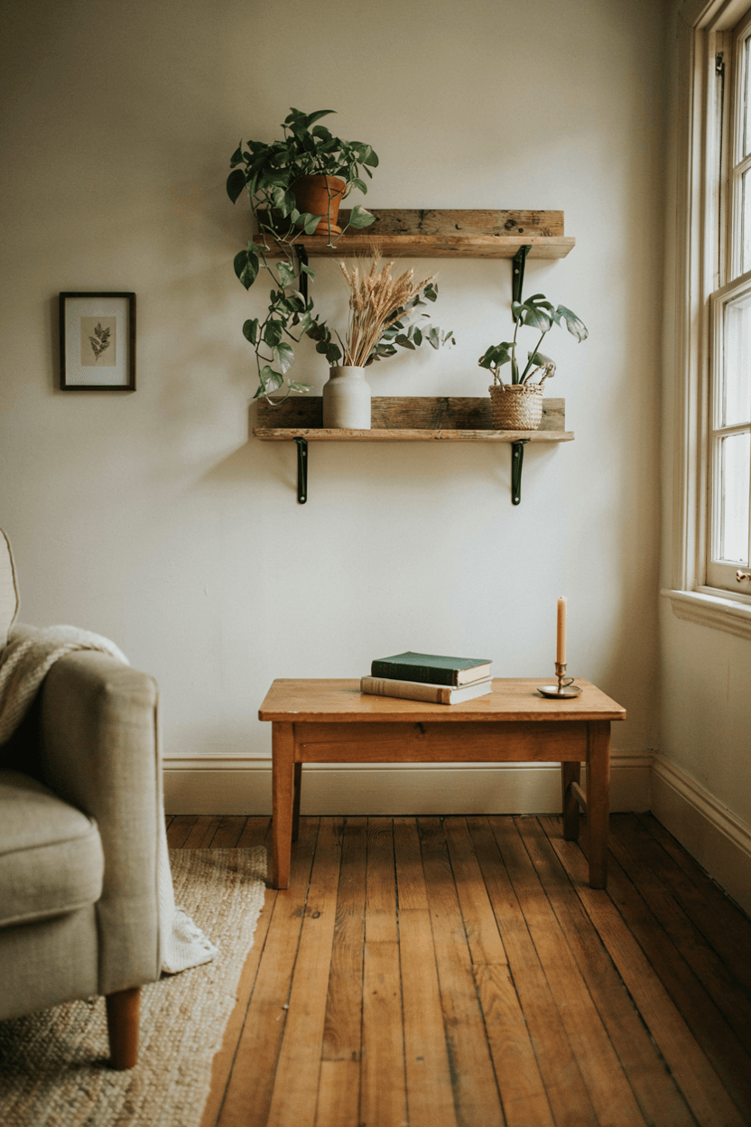 Rustic Wooden Plant Shelf – home decor idea