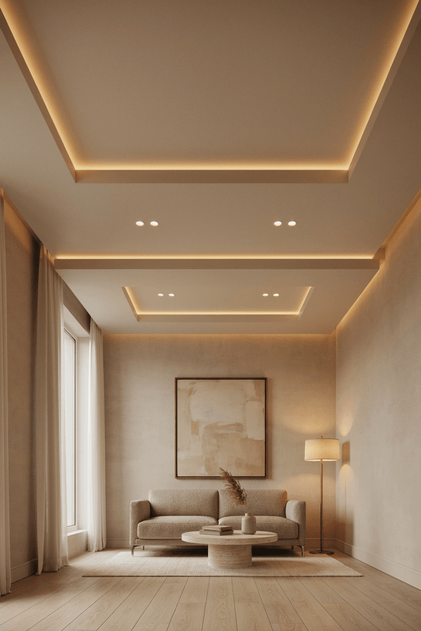 Layered False Ceiling – home decor idea