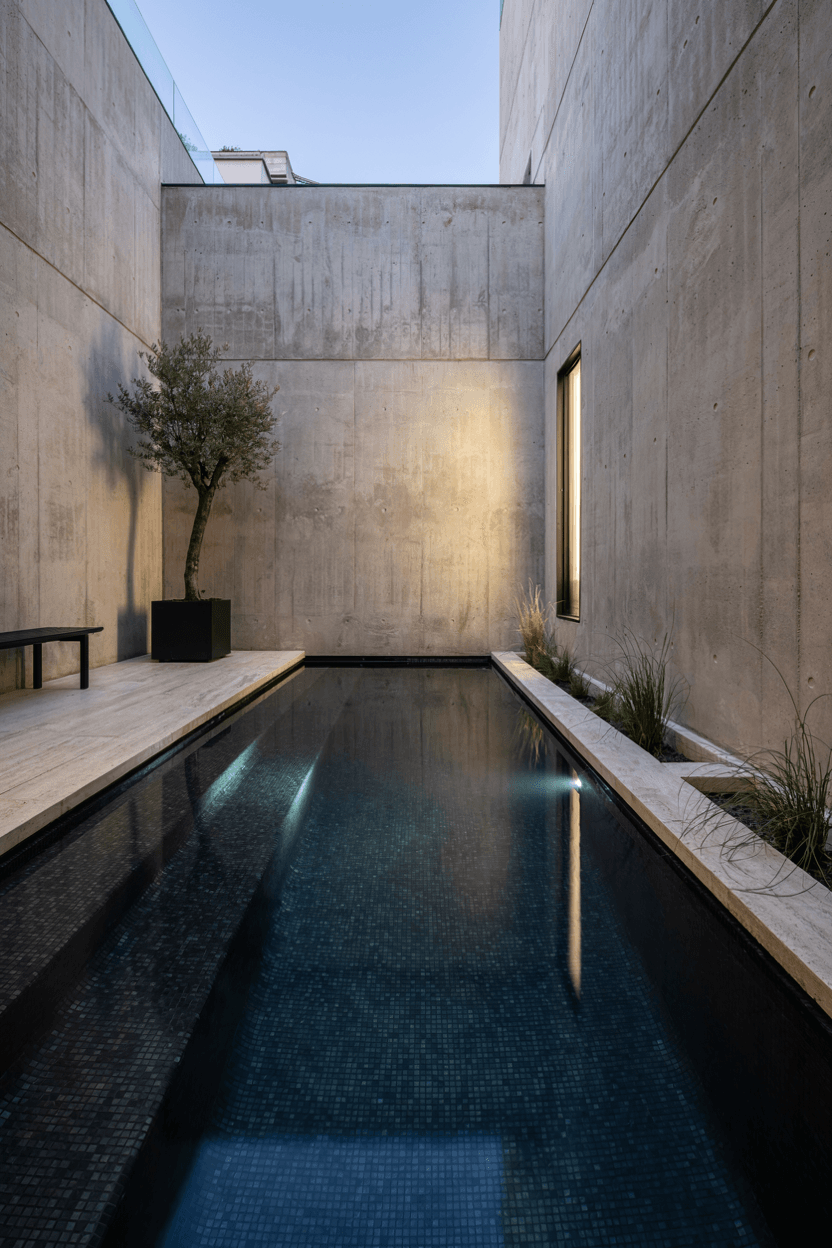 Black Tile Rectangle Pool Design – home decor idea
