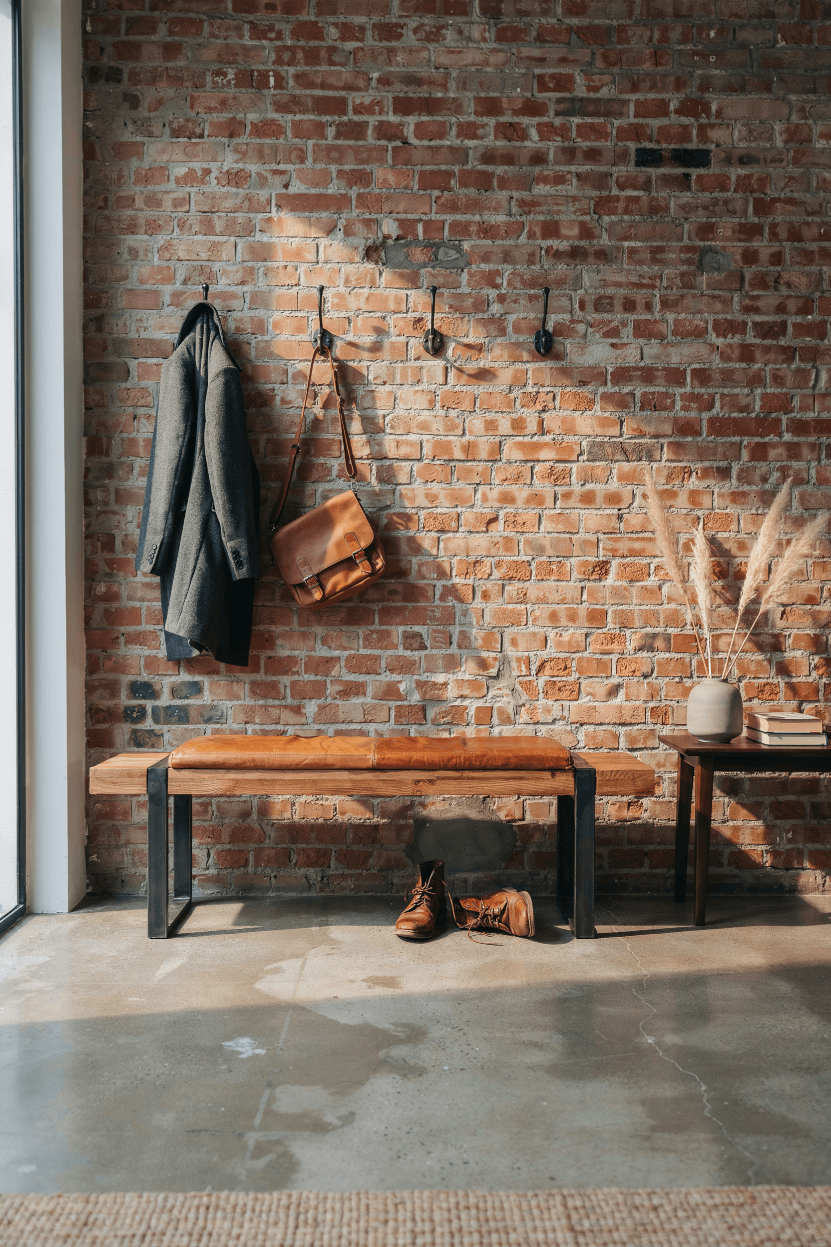 Industrial Style Entryway Bench – home decor idea