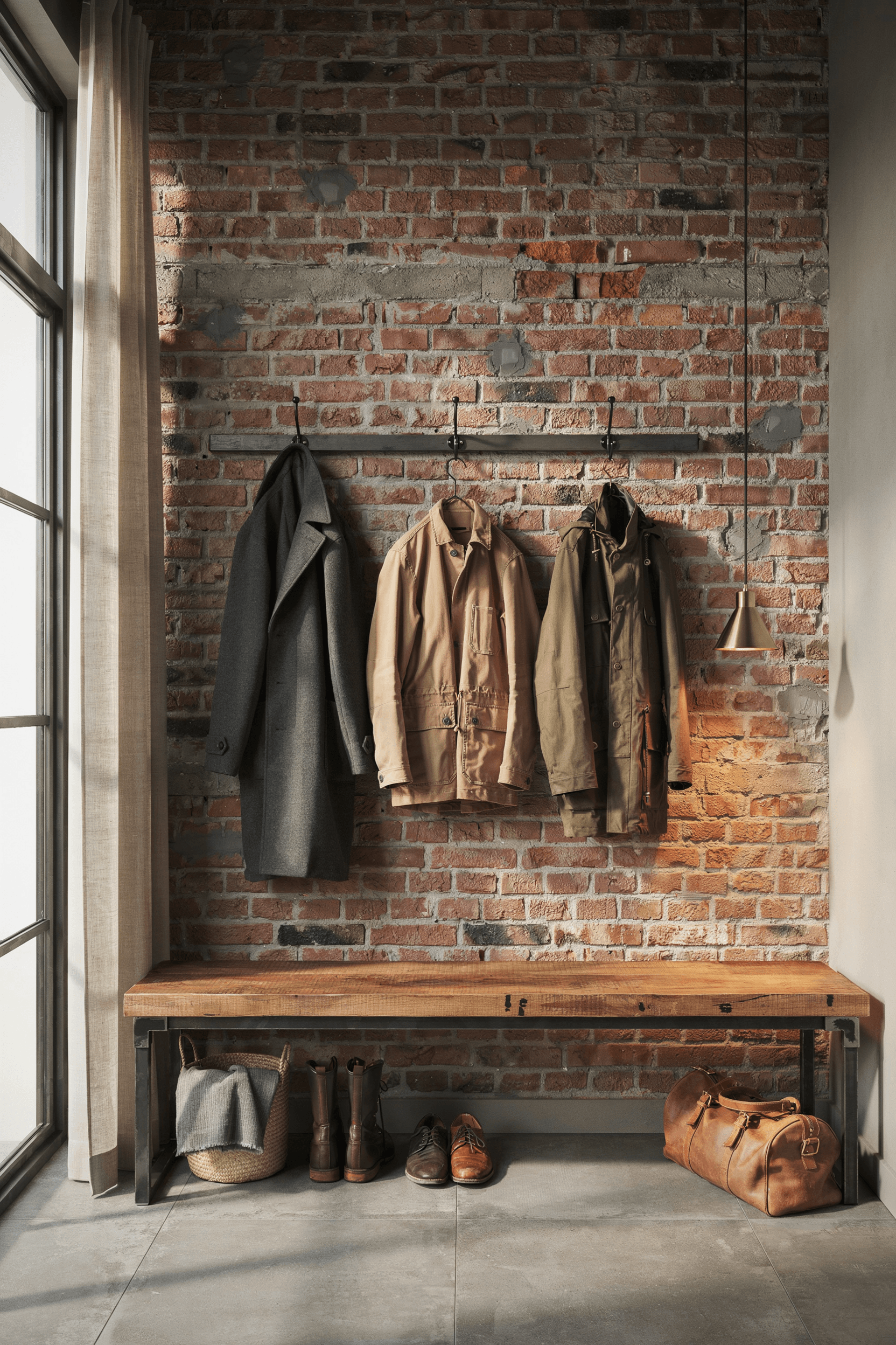 Industrial Style Mudroom Bench – home decor idea
