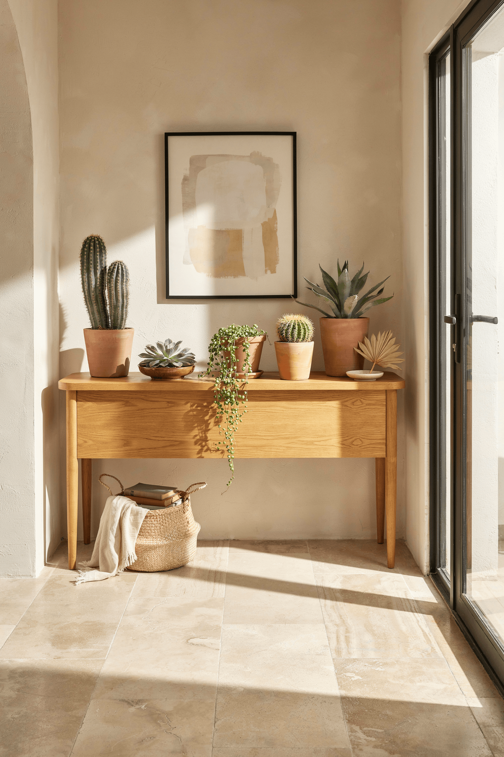 Foyer with Cactus and Succulent Display – home decor idea