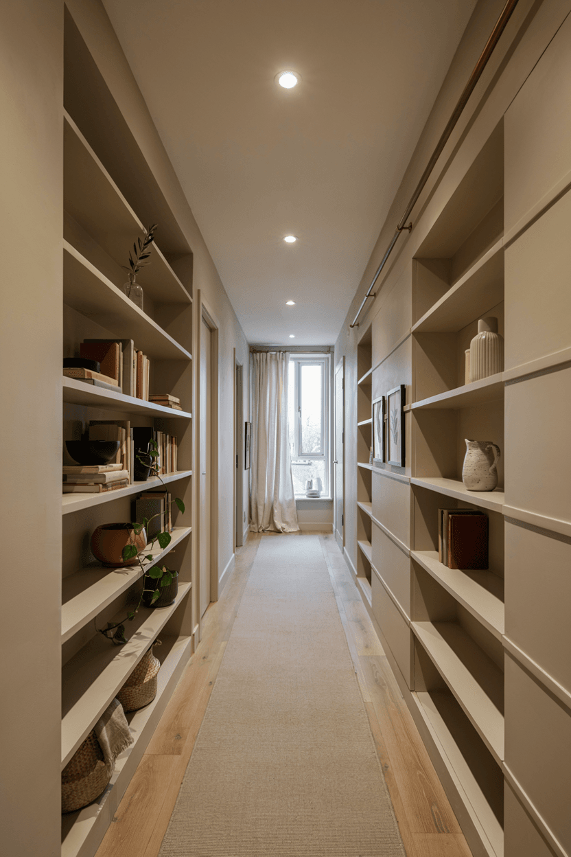 Hallway with Built-In Shelves – home decor idea