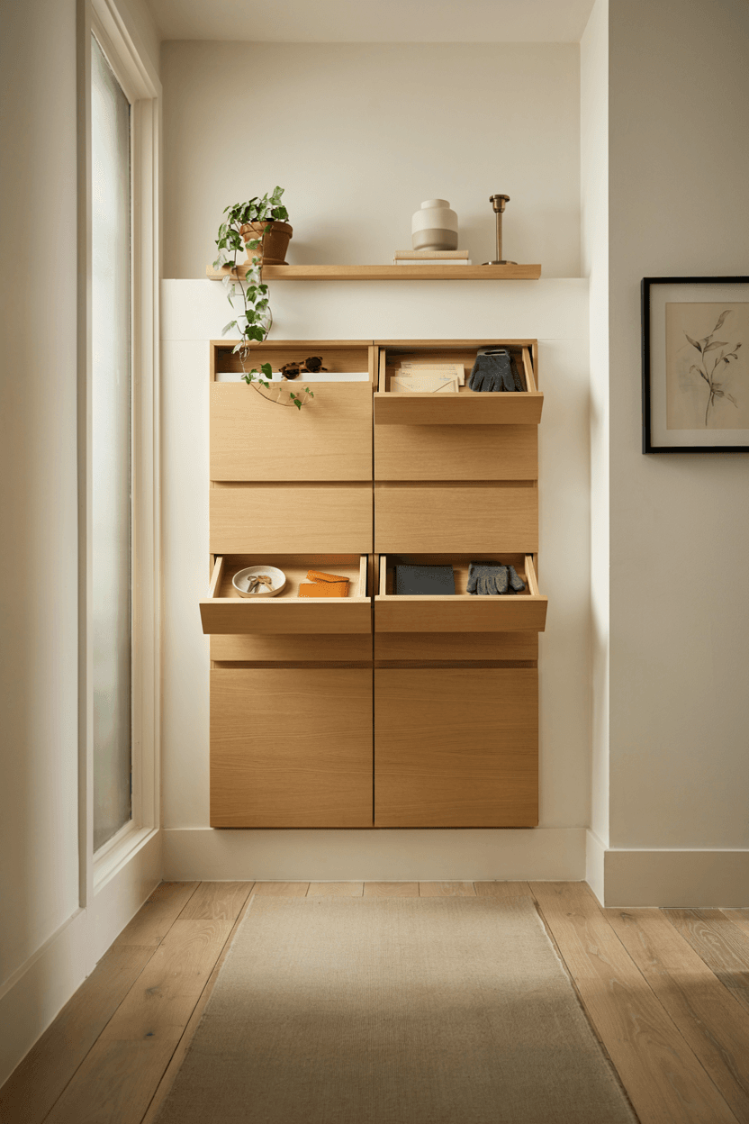 Hallway with Built-In Drawers – home decor idea