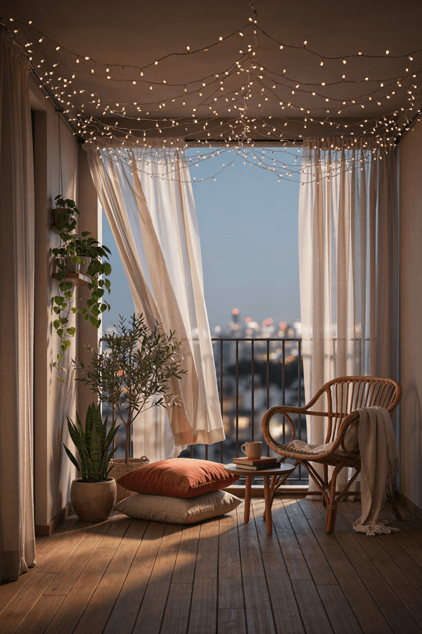 Balcony Fairy Light Canopy Decor – home decor idea