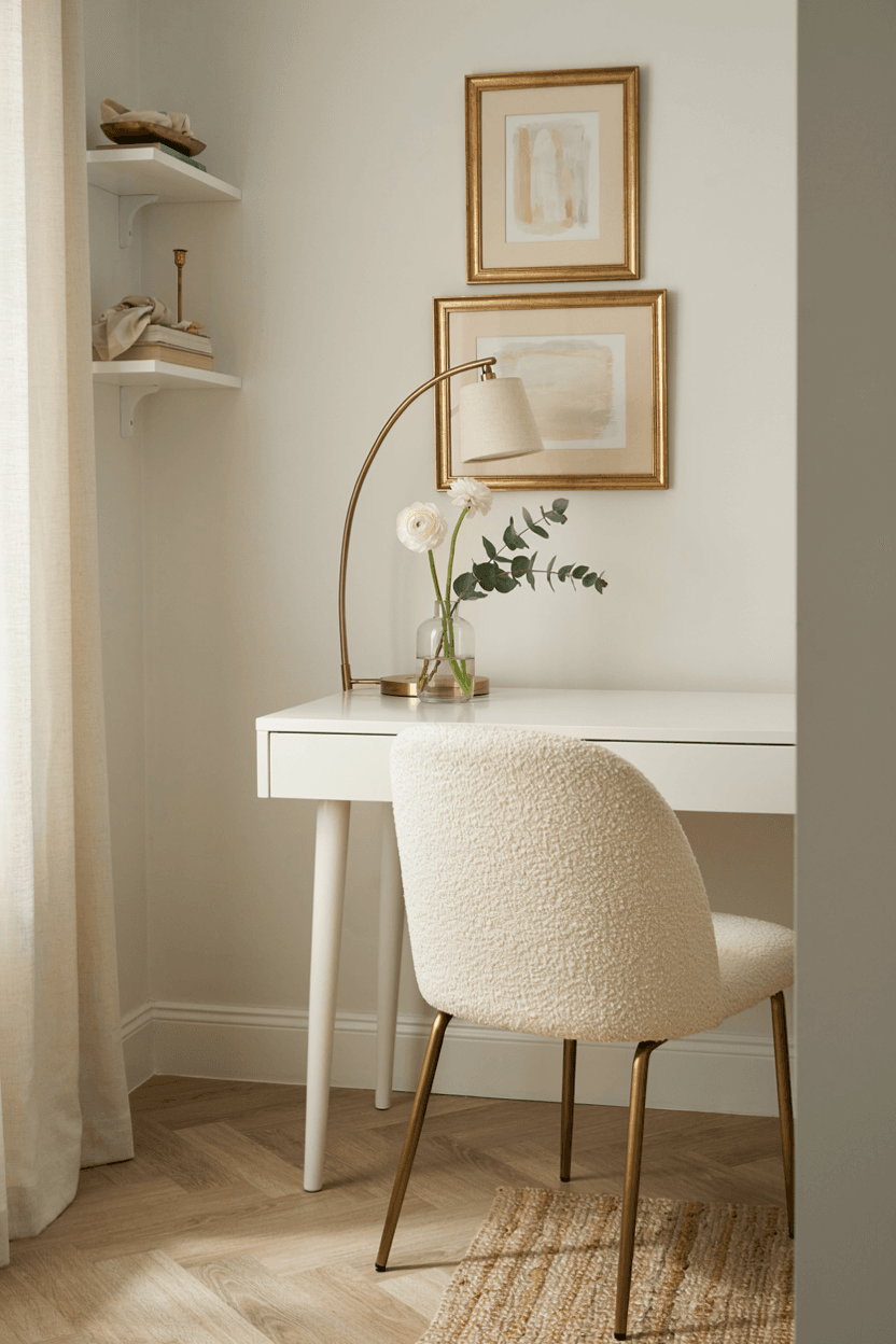 Home Office with White and Gold Decor – home decor idea