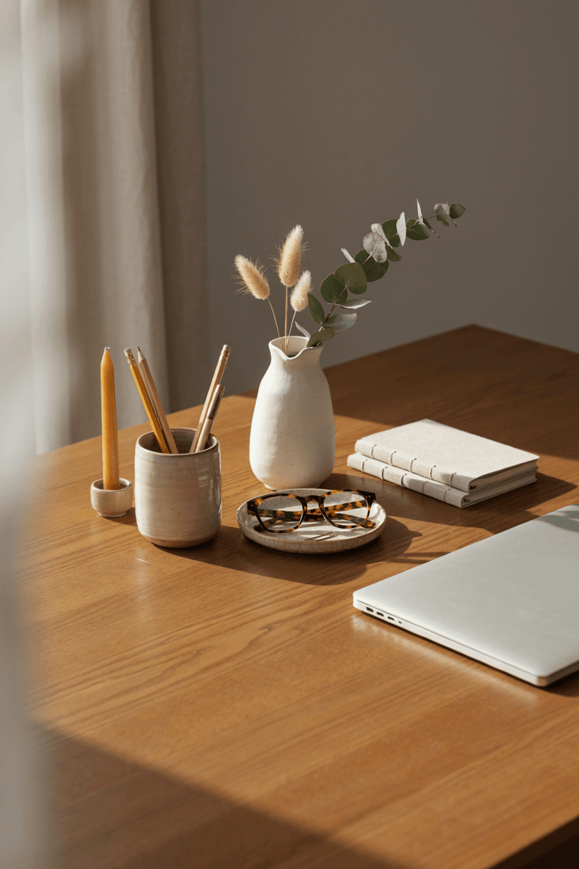 Desk with Ceramic Organizer – home decor idea