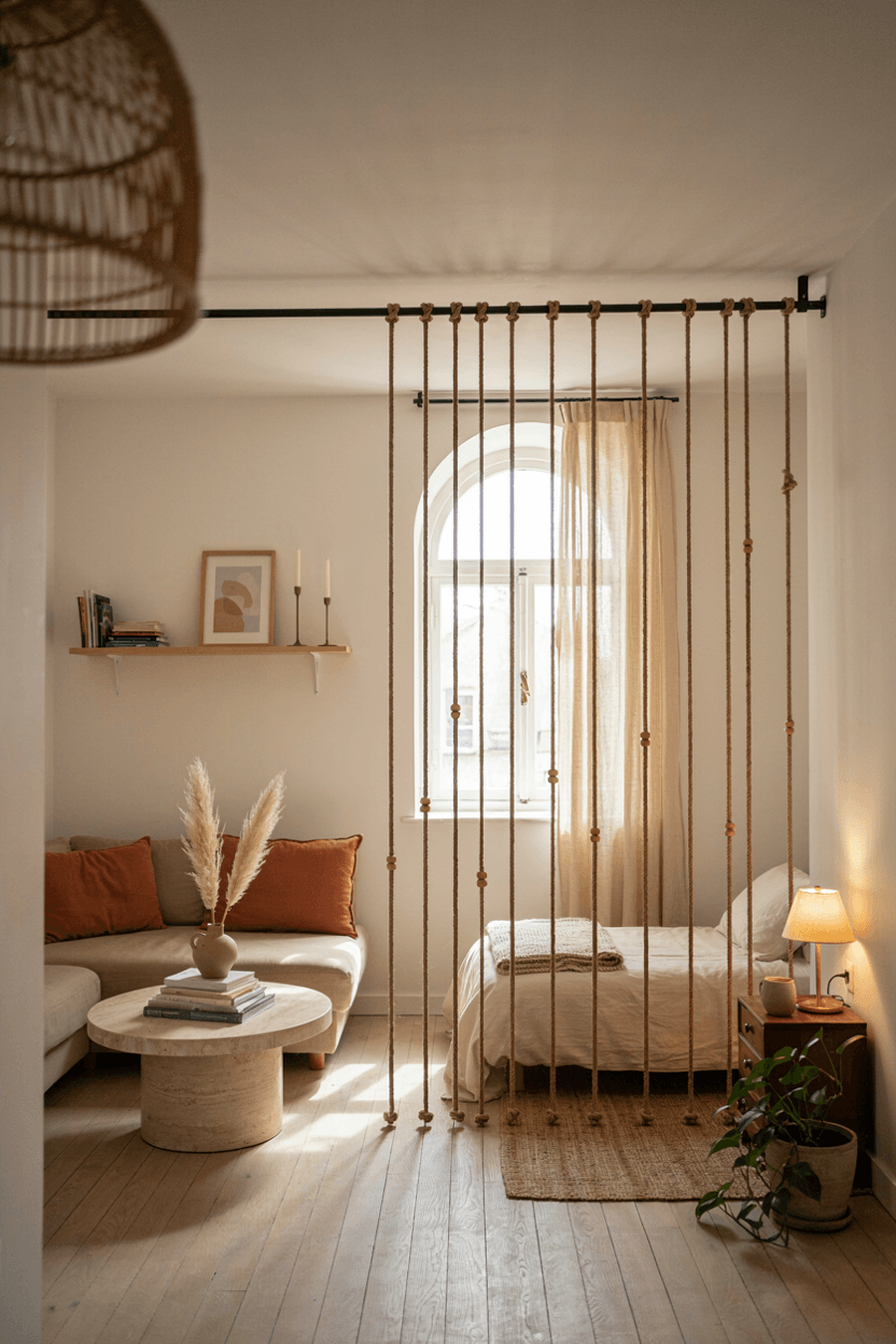 Hanging Rope Room Divider – home decor idea
