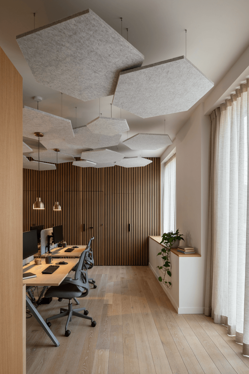 Modern Office with Acoustic Ceiling – home decor idea