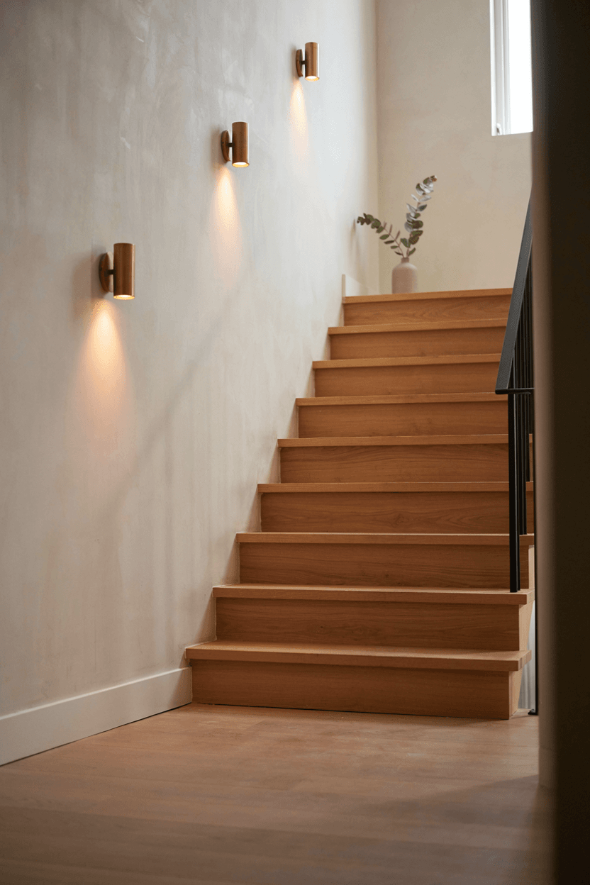 Staircase Wall with Sconces – home decor idea