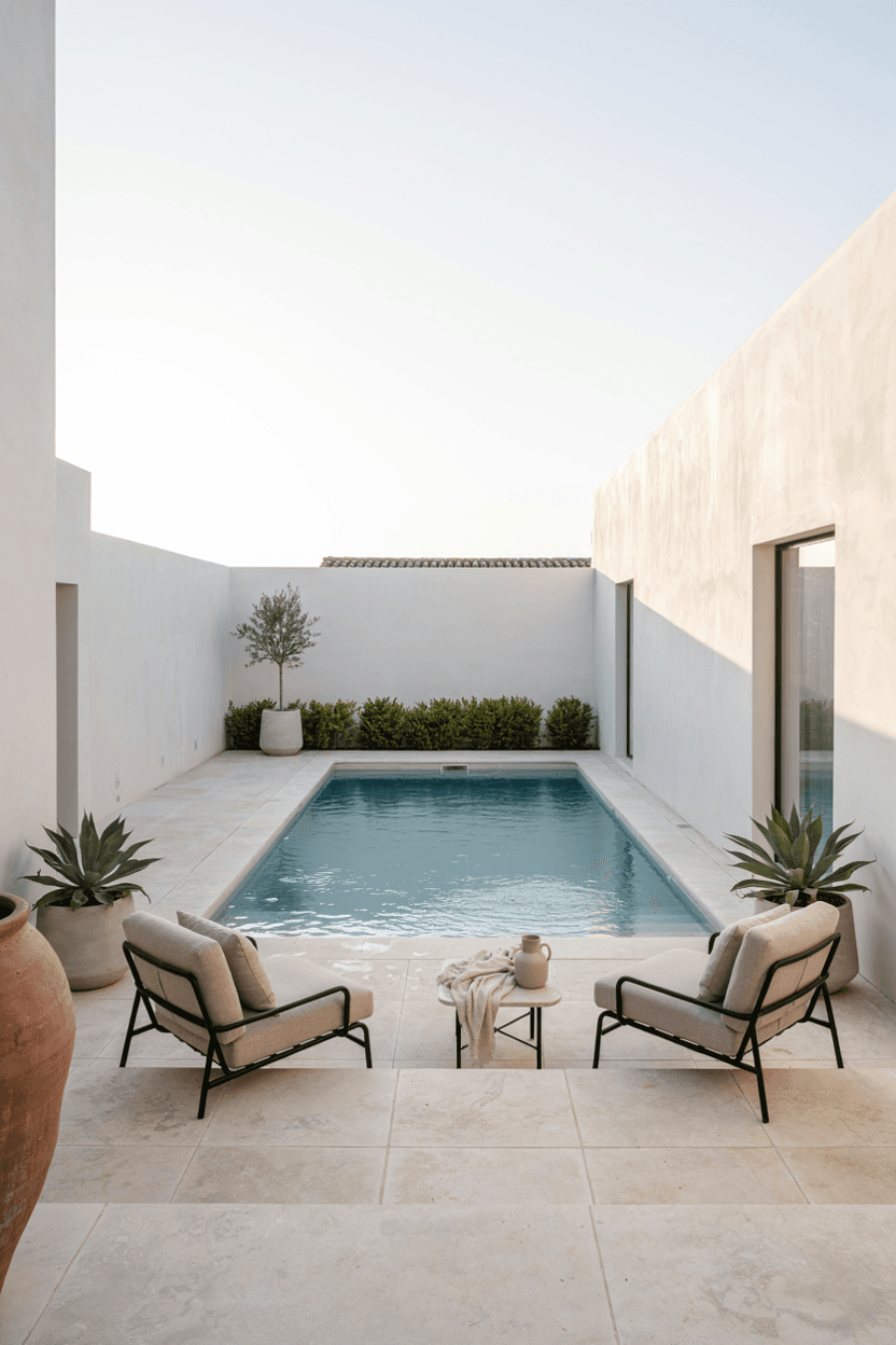 Minimal White Rectangle Pool Design – home decor idea