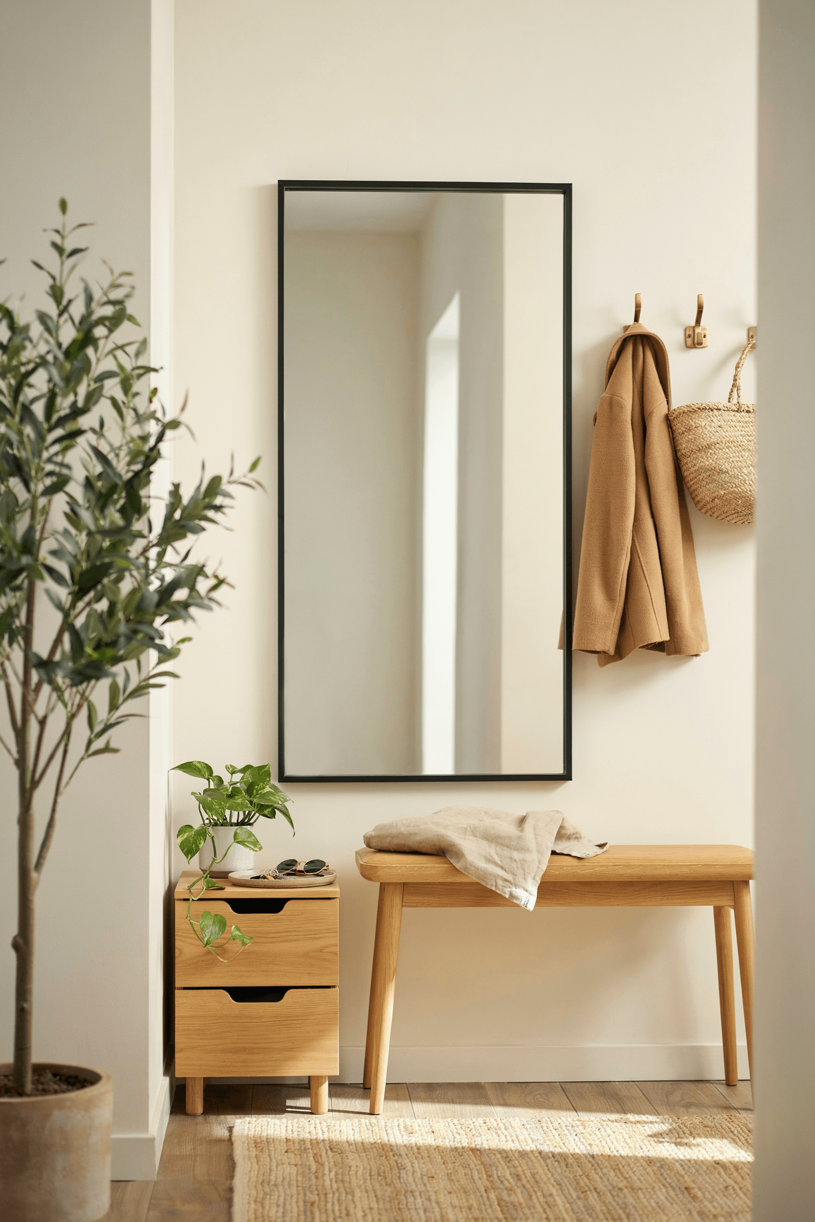 Entryway Bench with Mirror Combo – home decor idea