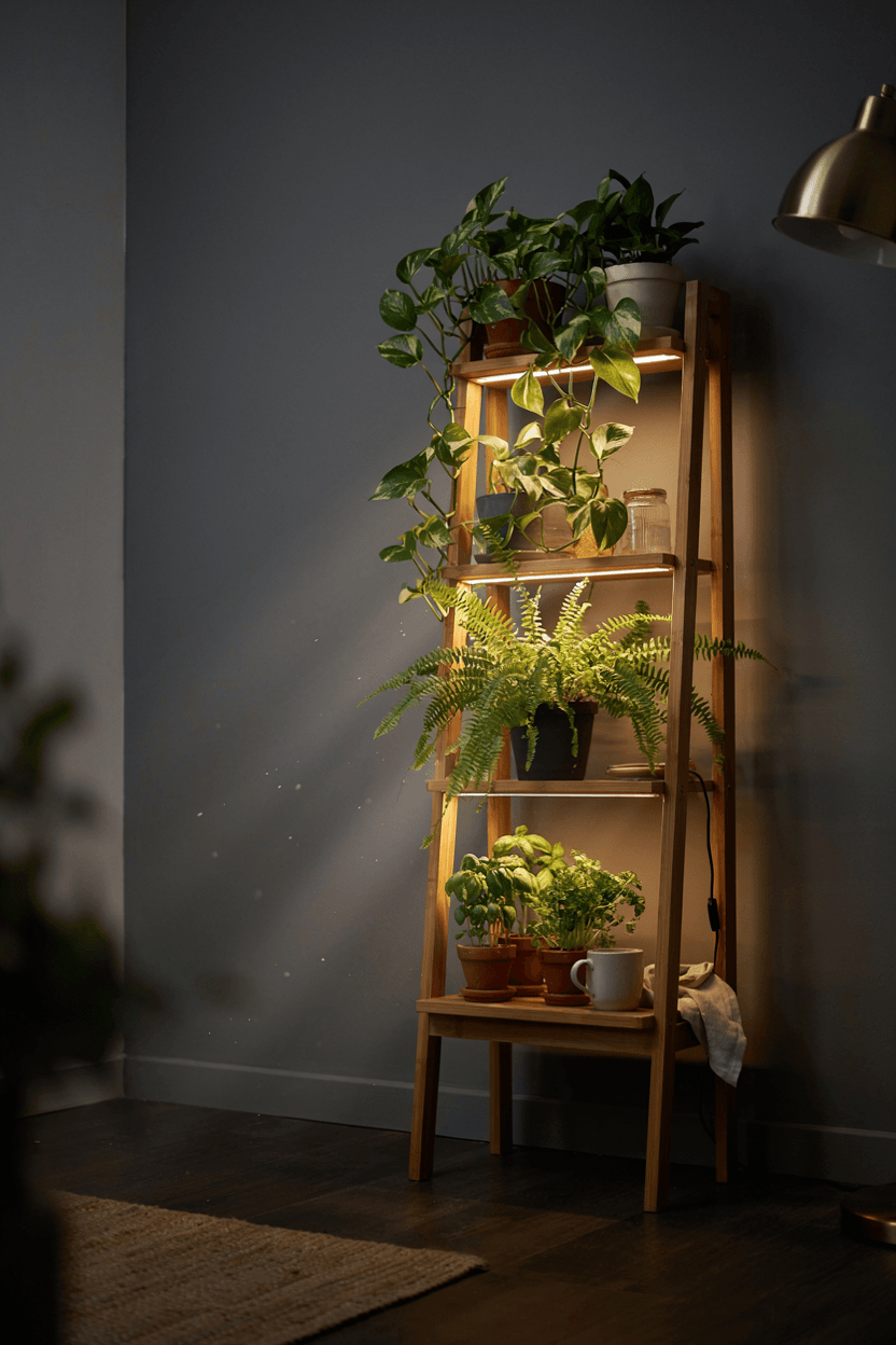 Plant Shelf with Grow Lights – home decor idea