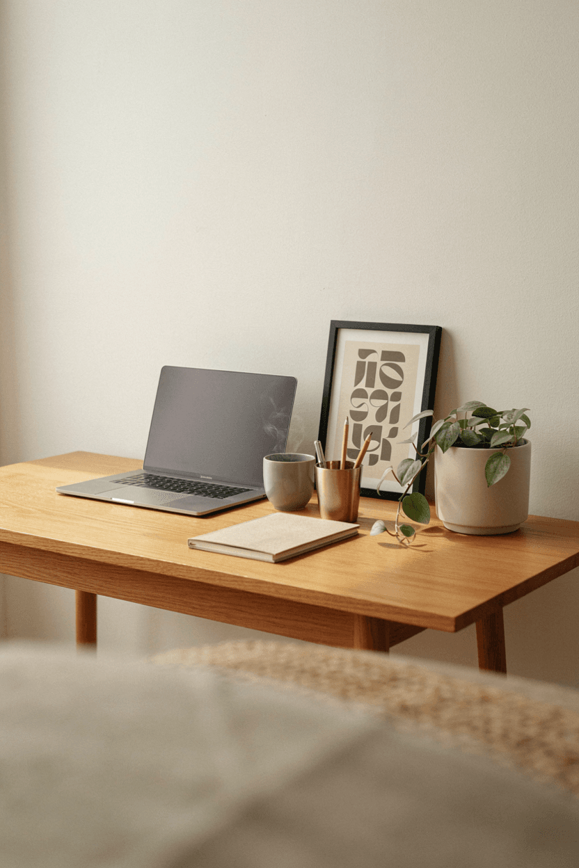 Desk with Motivational Print – home decor idea