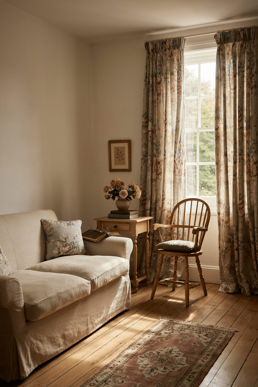 Floral Linen Curtains – home decor idea