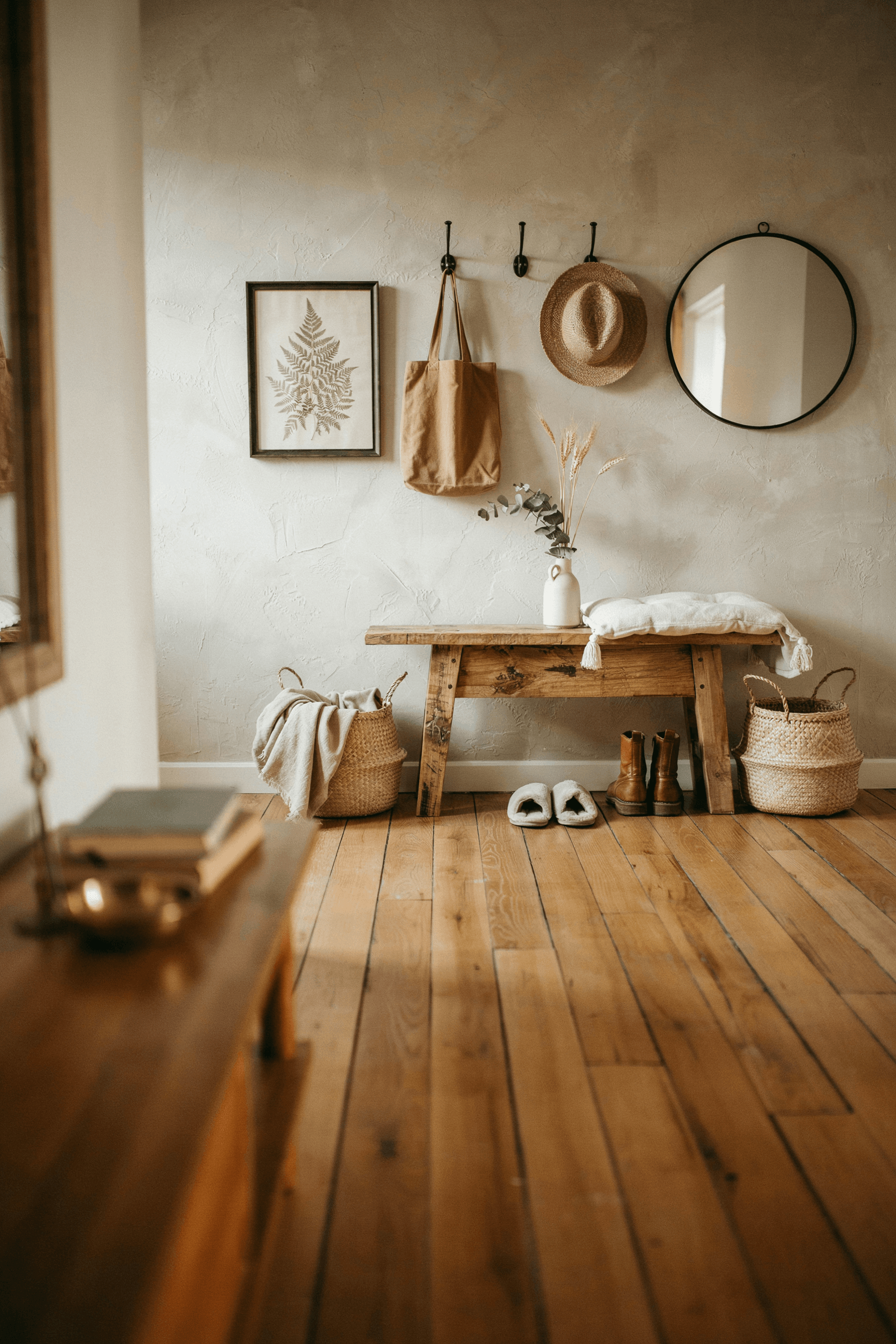 Rustic Farmhouse Entryway Bench – home decor idea
