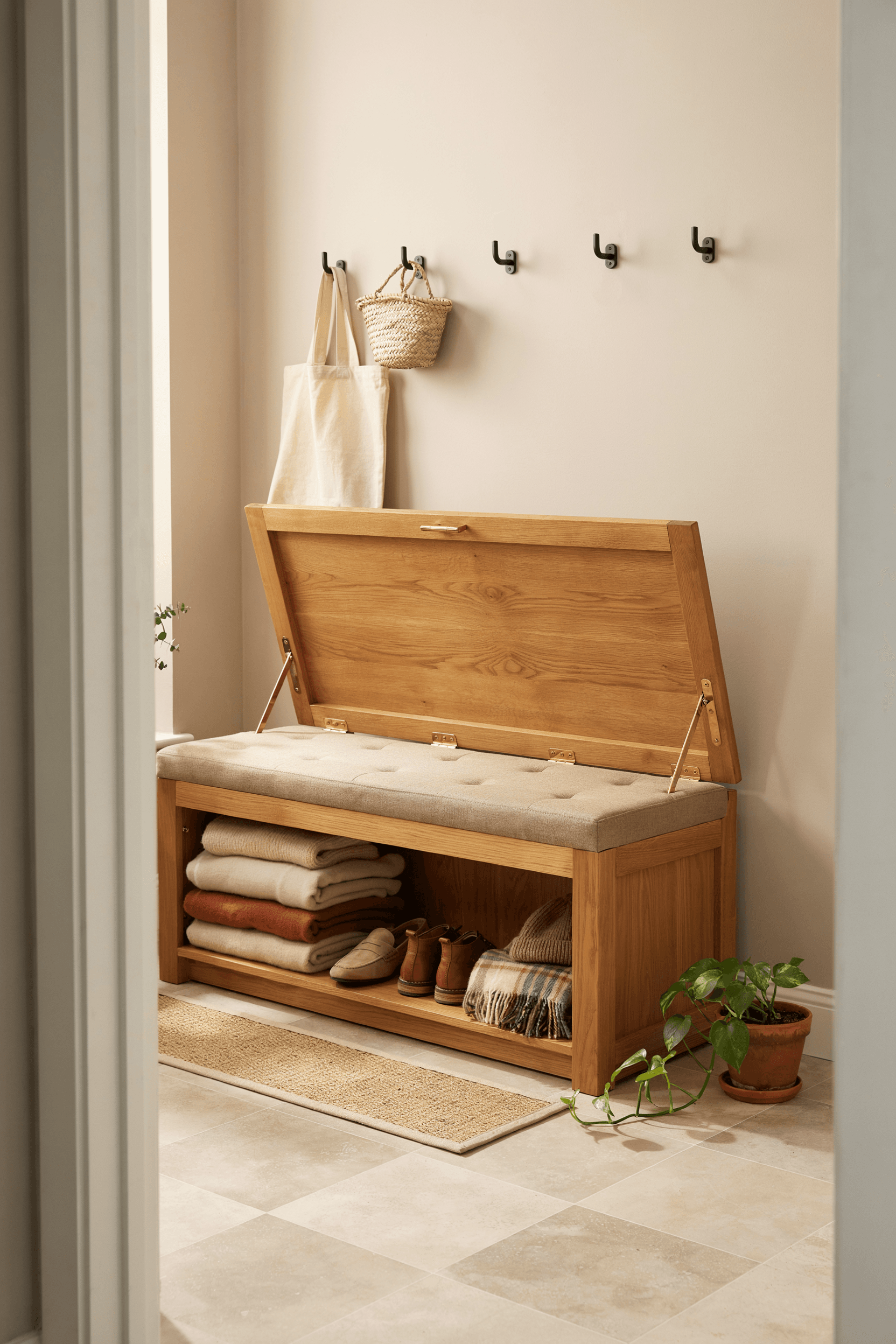 Mudroom Storage Bench with Lid – home decor idea