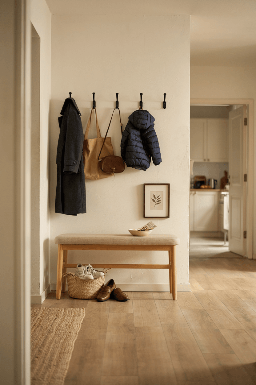 Hallway with Bench and Hooks – home decor idea