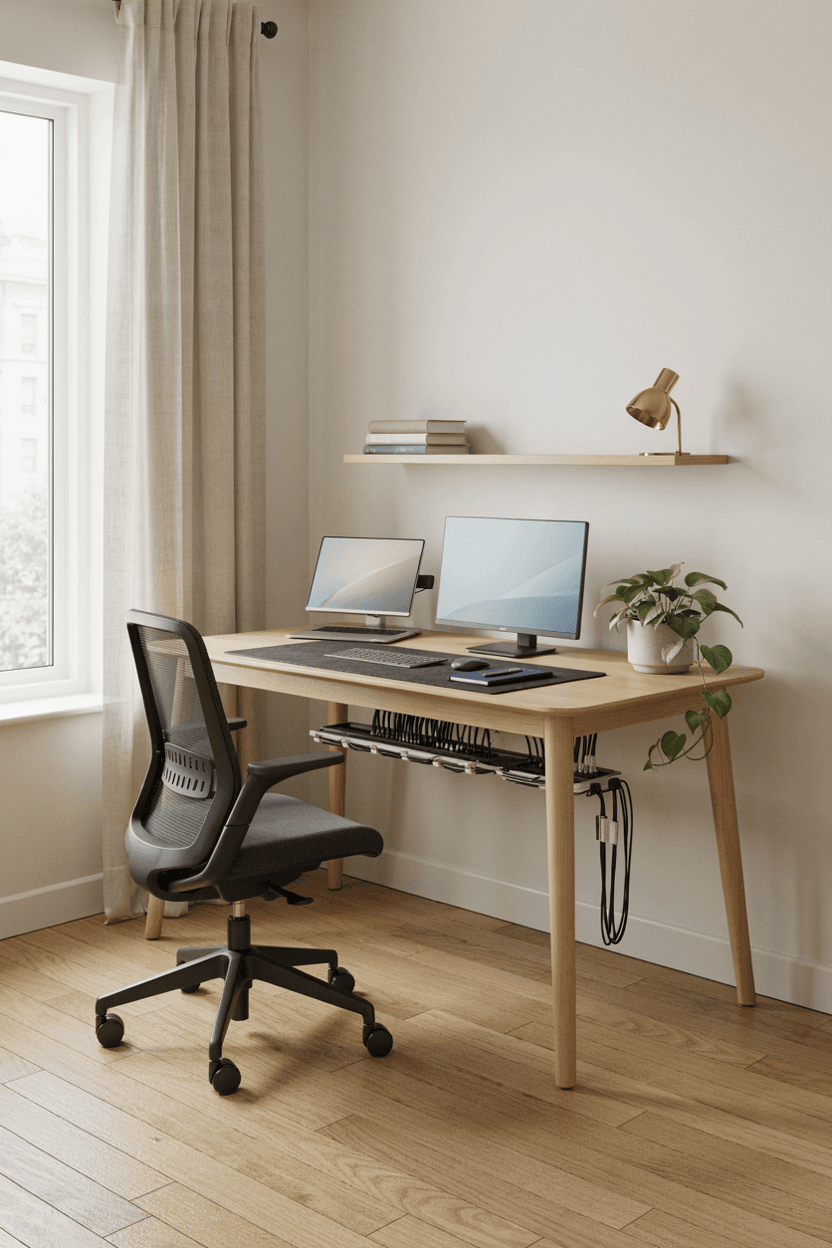 Home Office with Organized Cable Management – home decor idea